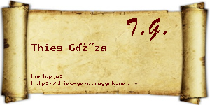 Thies Géza névjegykártya